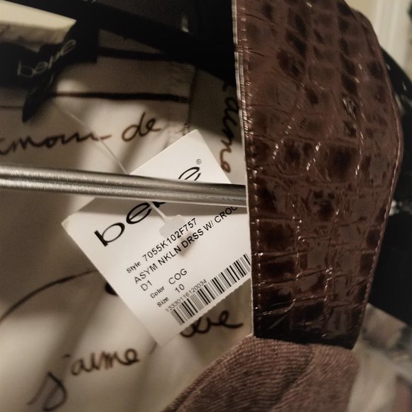 SOLD New Bebe wool and leather dress Mocha - Picture 10 of 10